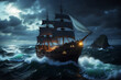galleon, ship in the sea