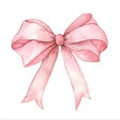 © Oksana - Pink bow watercolor illustration isolated on white background