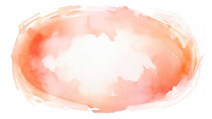 Poster - abstract apricot orange color painting - watercolor splashes or stain, in the shape of a ellipse, is