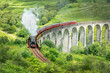 The Jacobite steam train on Glenfinnan viaduct in North West Highlands, Scotland, UK
