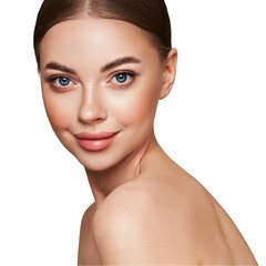 Wall Mural - portrait beautiful young woman with clean fresh skin. model with healthy skin, close up portrait. co
