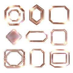 Leinwandbilder - Collection of futuristic hud light gold frame. Light pink frames square, oval, rectangle, circle. HUD