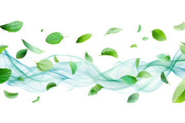 Poster - Abstract wind swirls with green leaves and sparkles