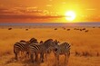 Zebras in the  African savanna