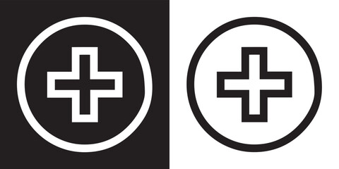 Fototapete - Add icon vector. Plus sign symbol in trendy flat style. Medical cross vector icon illustration isolated on black and white background