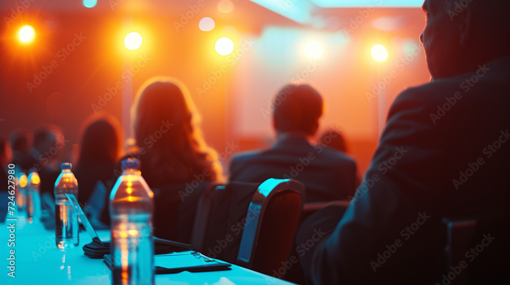 An engaging Q&A session with a panel of experts under the glow of soft ...
