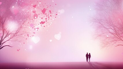 Wall Mural - Card or banner to wish a happy valentines day in dark pink on a pink background with white and pink hearts in bokeh effect and written love in dark pink. valentine love woman and man winter png like