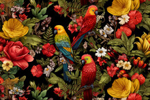 Colorful Flowers And Birds Wallpaper 