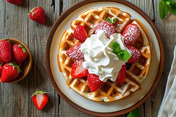 Poster - Berry Belgian Waffle with Homemade Whipped Cream