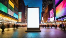 A Blank Billboard Stands Out In The Colorful Vibrancy Of Times Square New York Waiting For A Message To Light Up The Night
