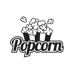 Canvas Print - Popcorn logo, label, symbol or sign isolated on white background. Vector illustration of snack for your design.