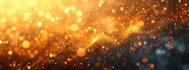 Wall Mural - Magical Glittering Christmas Night: Abstract Glowing Light Background with Bright Gold Bokeh Design.