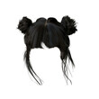 © Tony A - wig bun hair with fringe brunette black png
