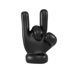 Poster - Black emoji hand shows a goat gesture isolated. Rock symbol , icon and coolness sign concept. 3d rendering.