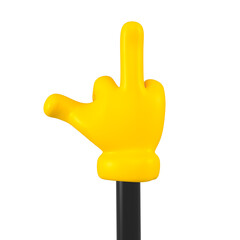 Poster - Yellow and black emoji hand with middle finger gesture isolated. Showing protest symbol , icon and sign concept. 3d rendering.