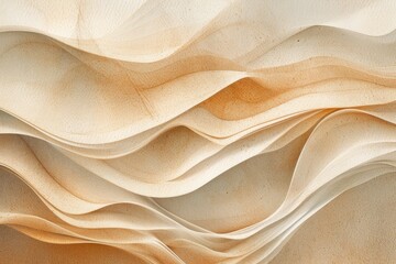 Light beige and brown colors create an abstract art background The canvas showcases a watercolor painting with sandy wave gradients The paper exhibits a fragm