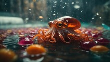 Orange Octopus In The Sea