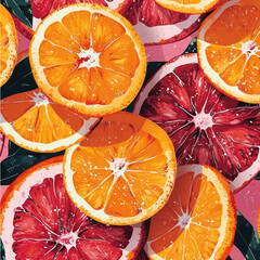Poster - Vibrant Citrus Slices on a Fresh Orange Background