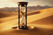 sand glass countdown with desert landscape sand clock in desert time running out concept sand watch cinematic vibes hourglass on sand 
