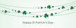 © Liena - happy st patricks day greeting card with decorative garland, green beads with clover leaf divider, panoramic vector illustration