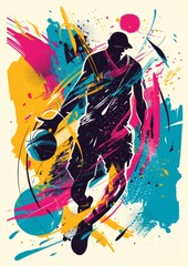 Wall Mural -  T-shirt design with abstract representations of popular sports