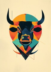 Canvas Print - T-shirt design featuring representation of a bull