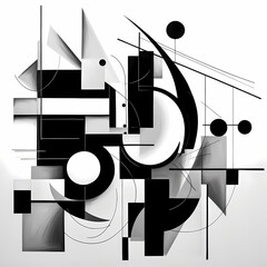 Poster - Abstract shapes and lines in black and white.