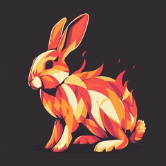 Wall Mural - T-shirt design featuring representation of a flaming rabbit