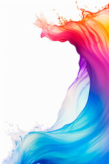 Wall Mural - Colorful wave of water on white background with white background.