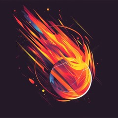 Wall Mural - T-shirt design featuring representation of a flaming football