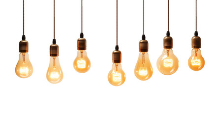 Wall Mural - hanging light bulbs cut pit. vintage light bulbs hanging on transparent background