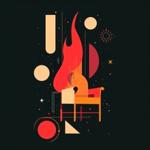 T-shirt Design Featuring Representation Of A Flaming Chair