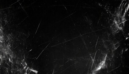 Wall Mural - white scratches and dust on black background vintage scratched grunge plastic broken screen texture scratched glass surface wallpaper space for text