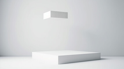 Wall Mural - the podium is white levitating in space.
