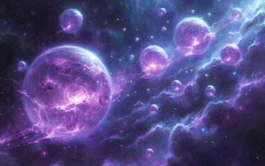 Wall Mural - Fantasy space planets sky with beautiful stars and galaxies.