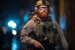 bodyguard in tactical gear during night patrol