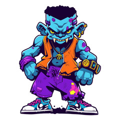 Wall Mural - Stylish orc monster design. Trendy troll monster generative ai png.