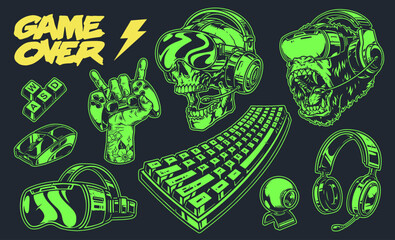Esport gaming green set sticker