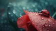 A creative composition of a rain-soaked petal with a ladybug, portraying the refreshing and rejuvenating aspect of spring showers, with copy space for nature-inspired messages