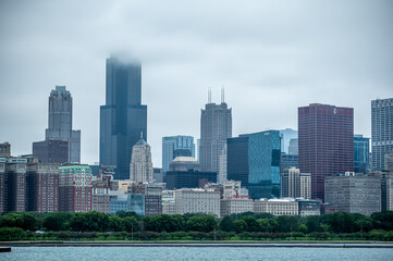 Wall Mural - city of chicago skyline and street scenes