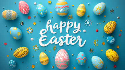 Banner with text happy easter