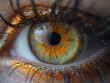 Auge Irisaufnahme mit wunderschönen Lidschatten Nahaufnahme, ai generativ