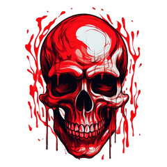 Wall Mural - skull monster cartoon art with blood. skull design game character for your project