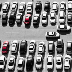 Wall Mural - Aerial view of big car parking