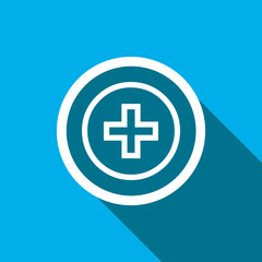 Fototapete - Add icon vector. Plus icon vector in trendy flat style. Medical cross icon image, Medical cross icon illustration isolated on blue background