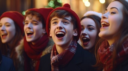 Poster - A picture of a group of young people standing next to each other. This versatile image can be used to represent friendship, teamwork, diversity, and unity.