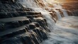 A close up view of a waterfall with water flowing out of it. This image can be used to depict the beauty and power of nature.