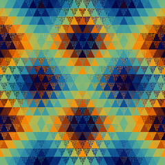 Aufkleber - Colorful Aztec Fabric, Wallpaper and Home Decor. Abstract seamless tileable pattern. Triangles aztec background. Vector image.