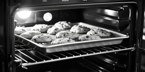 Poster - A pan of cookies baking in an oven. Perfect for food and cooking related projects