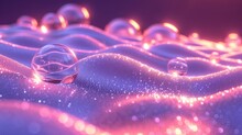  A Group Of Glass Balls Sitting On Top Of A Purple Surface With A Lot Of Bubbles In The Middle Of The Picture And A Lot Of Bubbles In The Middle Of The Picture.
